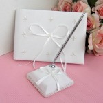 Wedding Guest Book Register Pen Set & Ribbon Bow Cover